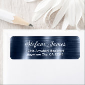 Chique Elegant Script Metallic Blue Navy Label (Insitu)