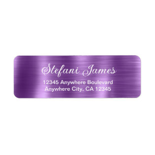 Chique Elegant Script Metallic Paarse Label