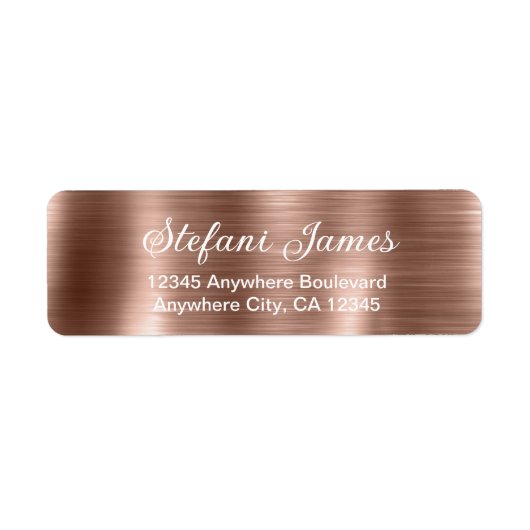 Chique Elegant Script Metallic Roos Gold Label (Voorkant)