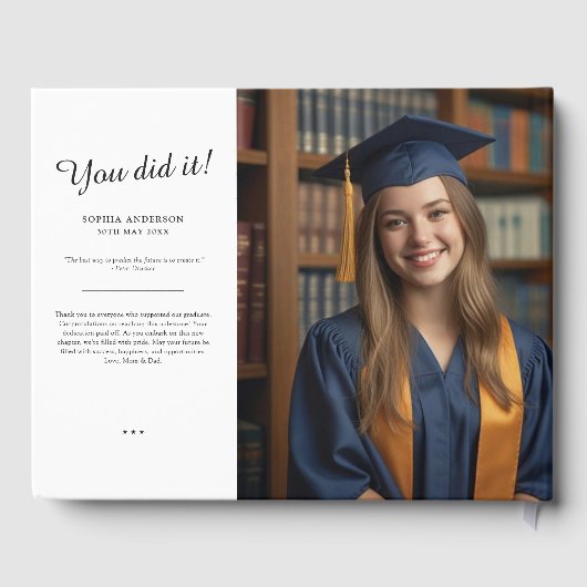 Chique Elegant Script School Embleem Graduation Pa Gastenboek (Achterkant)