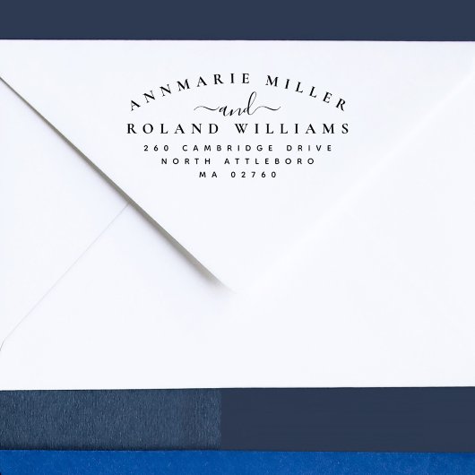 Chique Elegant Script Twee Achternamen Retouradres Rubberstempel