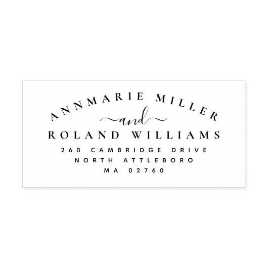 Chique Elegant Script Twee Achternamen Retouradres Rubberstempel (Afrduk)