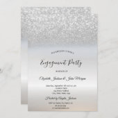 Chique Elegant Silver Glitter Bokeh Verloving Kaart (Voorkant / Achterkant)