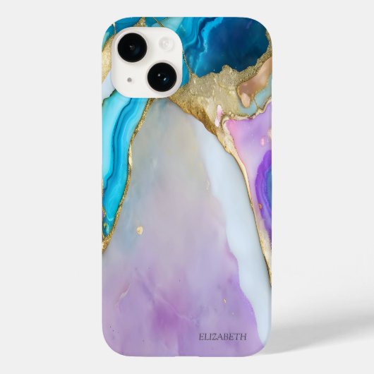 Chique Elegant Violet Blauw Marmer Case-Mate iPhone Case (Achterkant)