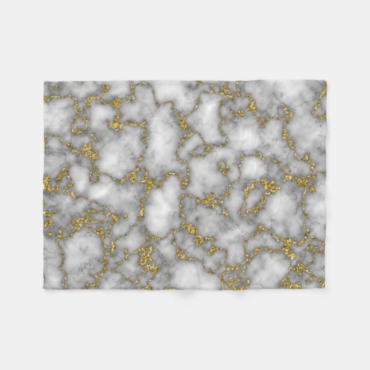 Chique Elegant Wit en Goud Marmer Fleece Deken (Voorkant (Horizontaal))