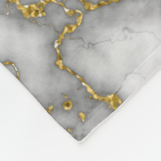 Chique Elegant Wit en Goud Marmer Fleece Deken (Hoek)