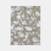 Chique Elegant Wit en Goud Marmer Fleece Deken (Voorkant)
