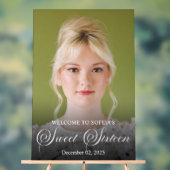 Chique Elegant Wit Script Sweet Sixteen Foto Acryl Bord (Neutraal)