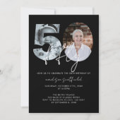 Chique Elegant Zwart Fotoscript 50e verjaardag Kaart (Voorkant)