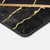 Chique Elegant zwart goudgeel Faux Marble Bureaumat (Hoek)