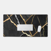 Chique Elegant zwart goudgeel Faux Marble Bureaumat (Keyboard & Muis)