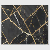 Chique Elegant zwart goudgeel Faux Marble Cadeaupapier (Vlak)