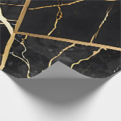 Chique Elegant zwart goudgeel Faux Marble Cadeaupapier (Hoek)