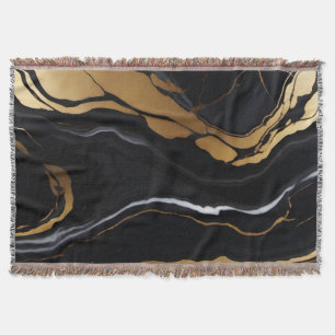 Chique Elegant zwart goudgeel Faux Marble Deken