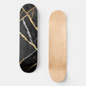 Chique Elegant zwart goudgeel Faux Marble Persoonlijk Skateboard (Voorkant)