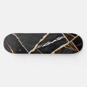 Chique Elegant zwart goudgeel Faux Marble Persoonlijk Skateboard (Horizontaal)