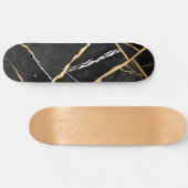 Chique Elegant zwart goudgeel Faux Marble Persoonlijk Skateboard (Horizontaal)