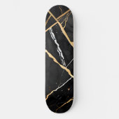 Chique Elegant zwart goudgeel Faux Marble Persoonlijk Skateboard (Voorkant)