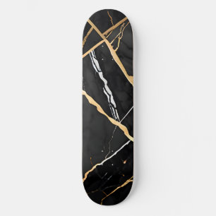 Chique Elegant zwart goudgeel Faux Marble Persoonlijk Skateboard