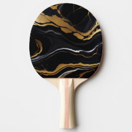Chique Elegant zwart goudgeel Faux Marble Tafeltennisbatje