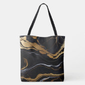 Chique Elegant zwart goudgeel Faux Marble Tote Bag (Achterkant)