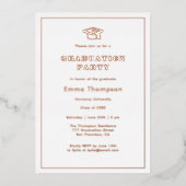 Chique Elegant Zwart & Roos Goud Afstudeerfeest Folie Uitnodiging (Voorkant)