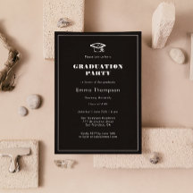 Chique Elegant Zwart & Wit Graduation Party