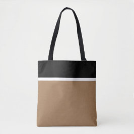 Chique Elegant Zwart Wit Mocha Bruin Kleur Blok Tote Bag