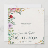 Chique Elegante Aquarel Veldbloemen Bloem Bruiloft Save The Date (Voorkant)