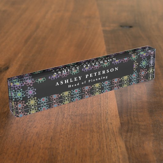 Chique Elegante Atoomstructuur Wetenschap Naambordje (Zijkant)