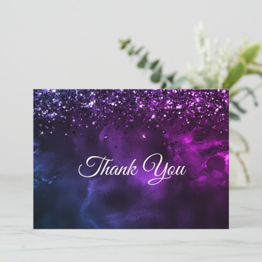 Chique elegante blauw paarse marmeren kunst bedankkaart (Staand voorkant)