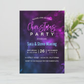 Chique elegante blauw paarse marmeren kunst kerst kaart (Staand voorkant)