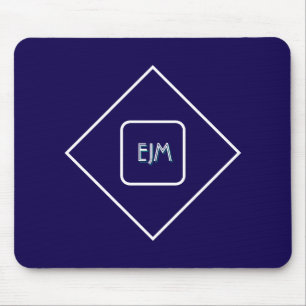 Chique elegante blauwe monogrammed muismat