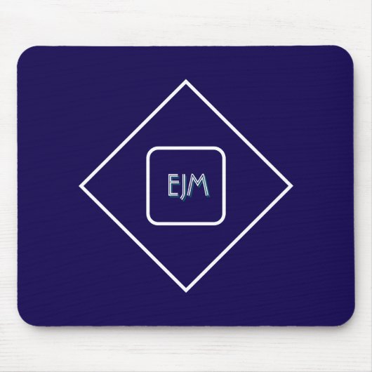Chique elegante blauwe monogrammed muismat (Voorkant)