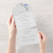 Chique Elegante Blauwe Periwinkle Hydrangea Bloeme All In One Uitnodiging (Afscheurbaar)