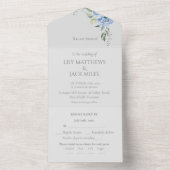 Chique Elegante Blauwe Periwinkle Hydrangea Bloeme All In One Uitnodiging (Binnen)