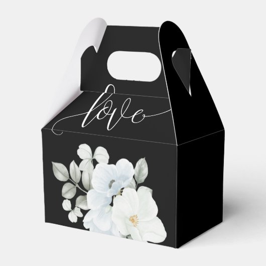 Chique Elegante Bloemen Zwart-wit Bruiloft Bedankdoosjes (Achterkant)