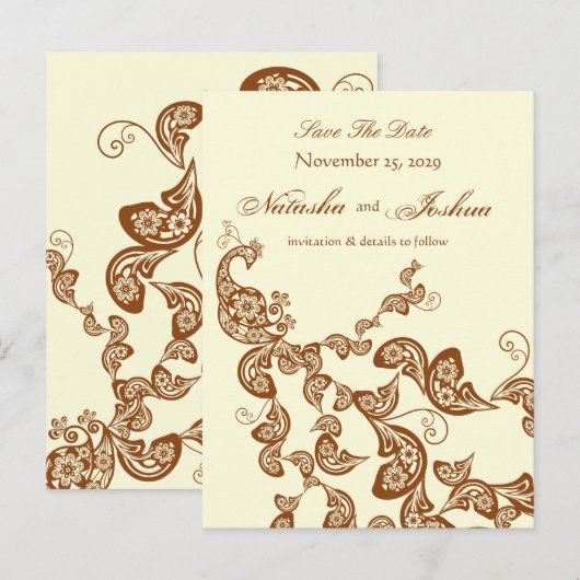 chique elegante bloemencorso bewaar de datum aankondigingskaart (Voorkant / Achterkant)