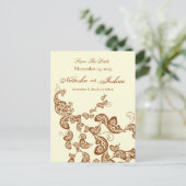 chique elegante bloemencorso bewaar de datum aankondigingskaart (Staand voorkant)