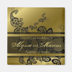 chique elegante bloemencorso bewaar de datum magneet