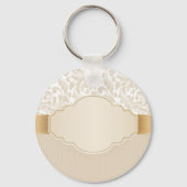 Chique Elegante Bloemendamask Rozen Sleutelhanger (Achterkant)