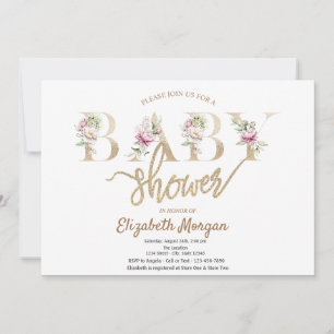 Chique Elegante Bloemige Baby Shower Kaart