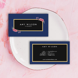 Chique Elegante Blogger Social Media Blauw Bloemen Visitekaartje