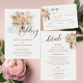 Chique Elegante Boho stijl Romige Bloemen Bruiloft Kaart