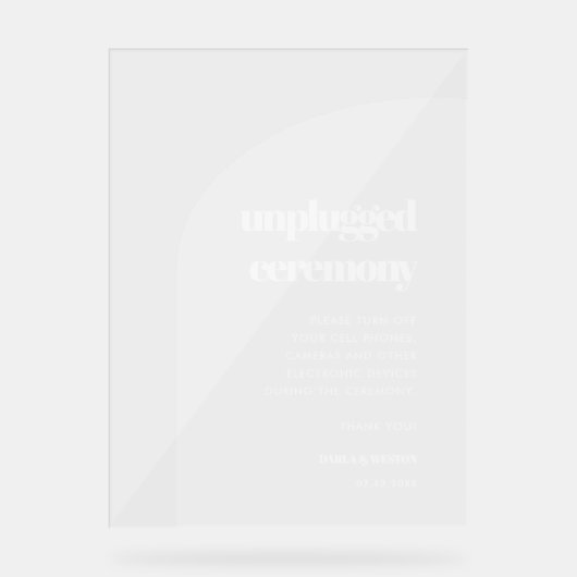 Chique Elegante boog Unplugged ceremonie Frosted Acryl Bord (Voorkant)