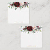 Chique elegante bordeaux rood roze bloesem notitiekaartje (Voorkant / Achterkant)