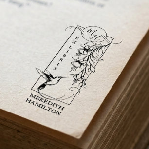 Chique Elegante Botanische Ex Libris Kolibrie  Rubberstempel