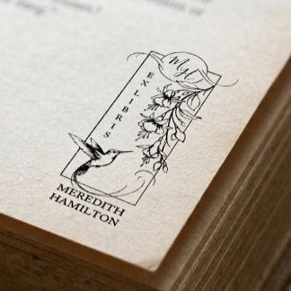 Chique Elegante Botanische Ex Libris Kolibrie Rubberstempel