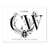 Chique Elegante Botanische Honingbij Ex Libris Rubberstempel (Afrduk)