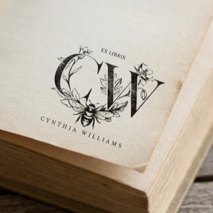 Chique Elegante Botanische Honingbij Ex Libris Rubberstempel